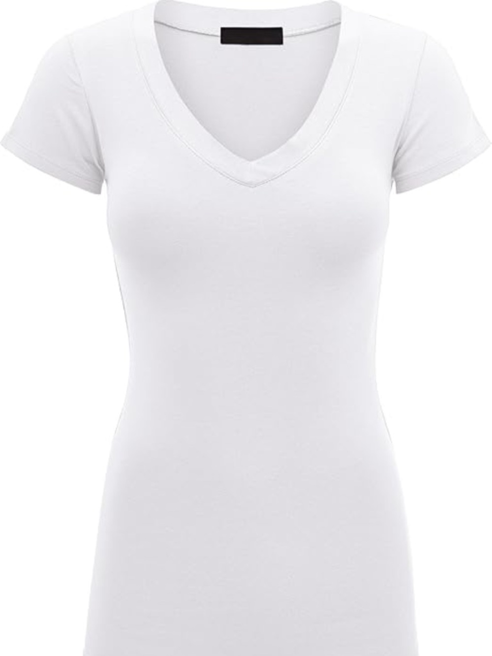 NWT Lock and Love Women's Basic Slim Fitted Short Sleeve Casual V Neck Cotton T